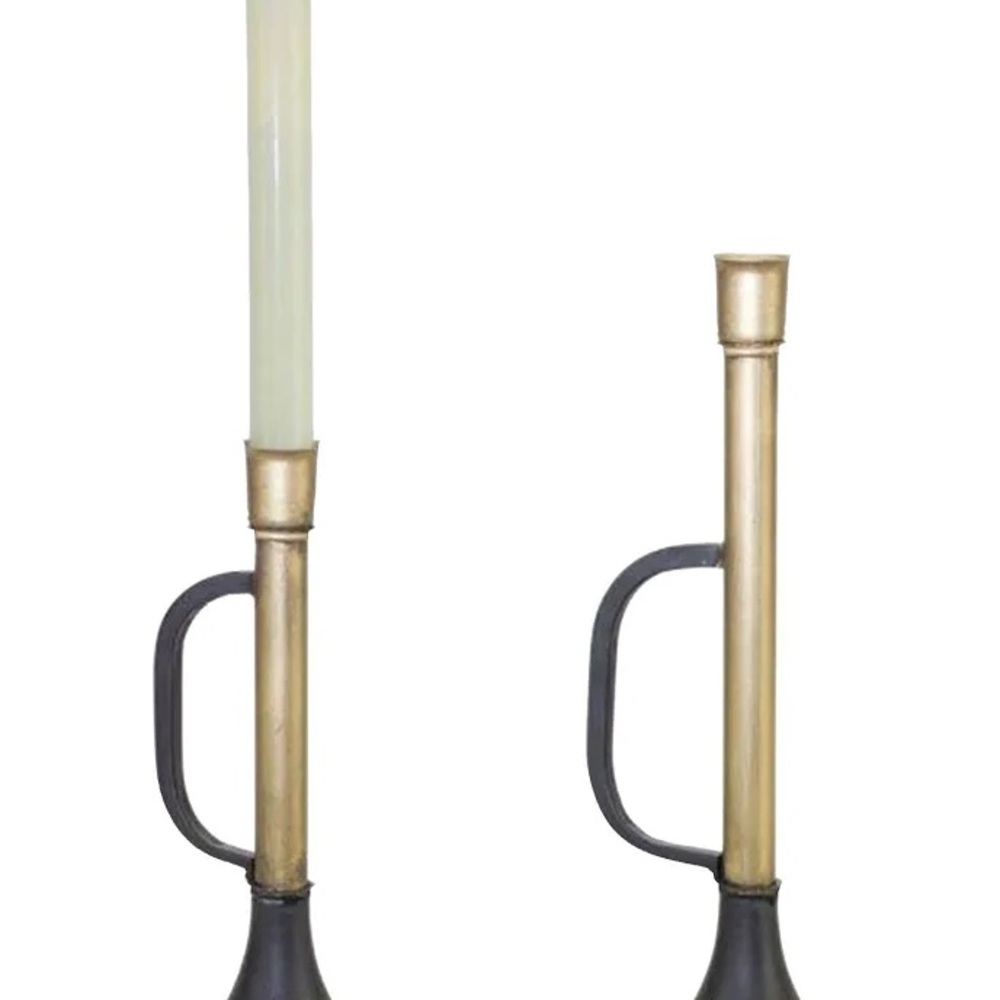 Sophisticated Black and Gold Candle Holder Set